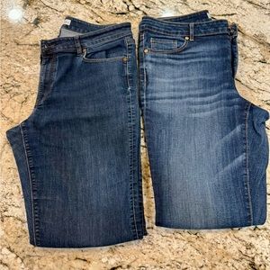 Two pairs of Loft curvy straight jeans 31 Tall, size 12.